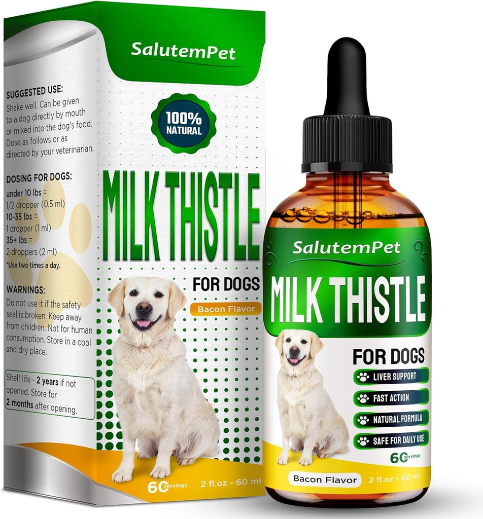 Mælk Thistle for hunde Budding124; Hund Lever supplement til alle aldre og avlsdyr Budding124; Her er kun urtesammensætning Budding124; + Attraktiv og Super Yummy Bacon Flavor Budding124; 2 Oz