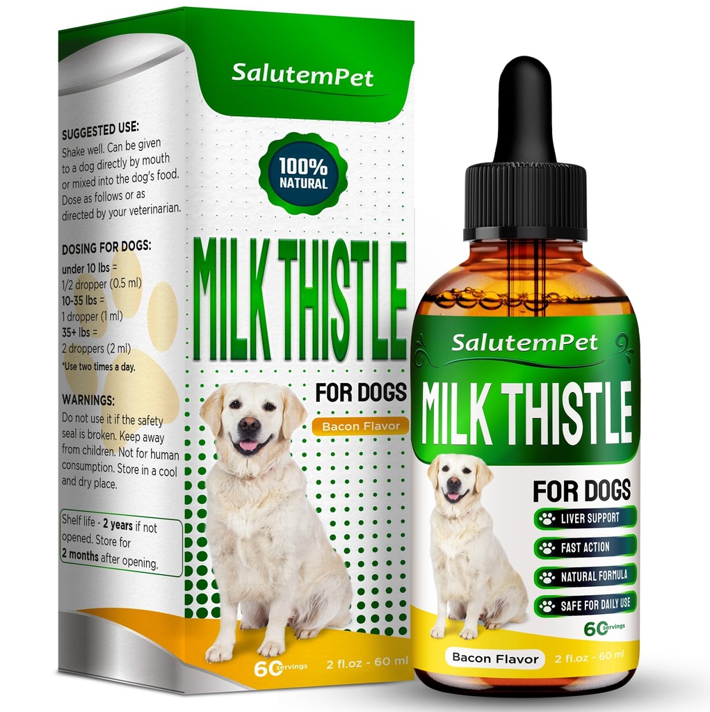Mælk Thistle for hunde Budding124; Hund Lever supplement til alle aldre og avlsdyr Budding124; Her er kun urtesammensætning Budding124; + Attraktiv og Super Yummy Bacon Flavor Budding124; 2 Oz