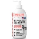 Wild Alaska Salmon Fish Oil for Dogs - 16 oz. of Fish Oil Formel - Pump Cap flaske - Indeholder Omega-3 og 6, D-vitamin, EPA og DHA for sund hud og Coat