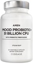 Amen Mood Probiotic Supplement 51 Millioner CFU - Organic Prebiotics and Probiotics - Acidophilus Probiotiske piller, fibre - Mood Organic Ashwagandha, blåbær - Vegan & Non- GMO - 60 Kapsler