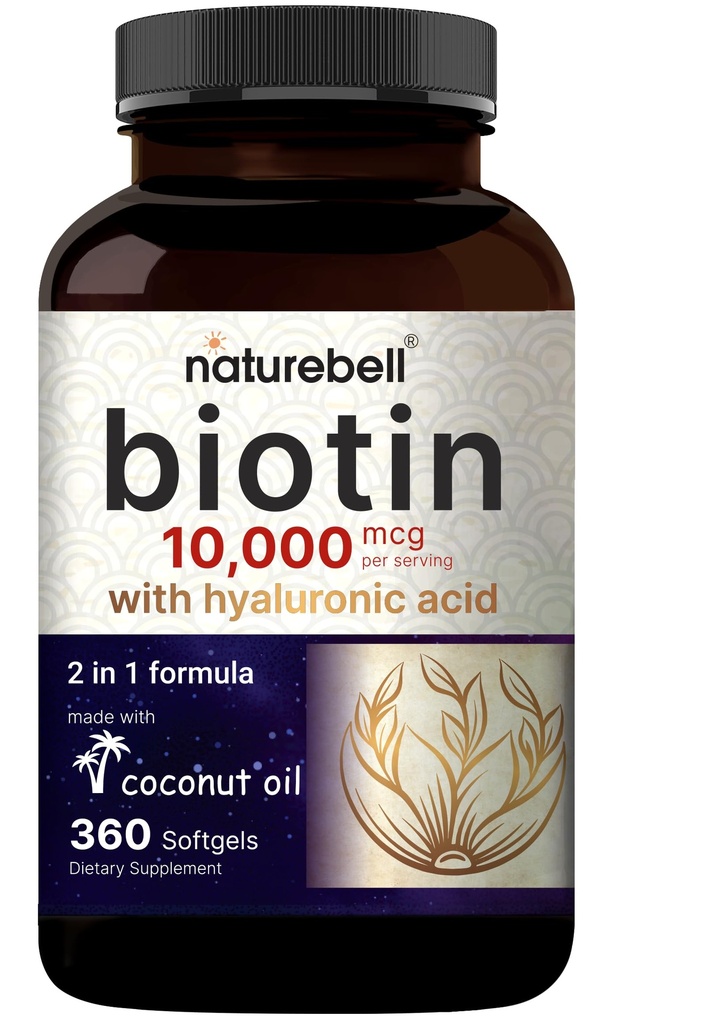 NatureBell Biotin 10000mcg + Hyaluronsyre 25mg
