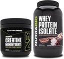 Nutrabio Creatin monohydrat, Unflavored, 150g og Whey Protein Isolate, Chokolade Dipped Macaroon, Supplement Bundle - Muskelenergi, Lean muskelvækst, Inddrivelse, og Styrke
