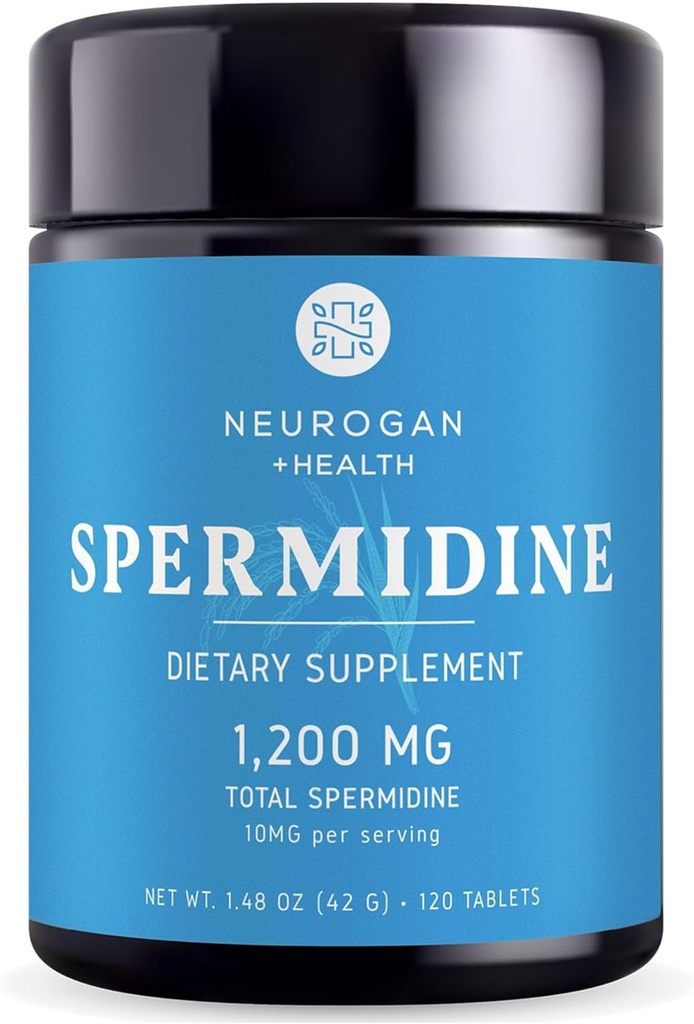 Neurogan Spermidine Supplement - 1200mg - 99% Pure 100x mere potent end ris & hvede Germ ekstrakt - for cellulær sundhed, Anti- Aging & Energi * - Lavet i USA - 10MG Per Servering - 120 Servering