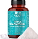 Love You Triple Magnesium Complex - 300mg per servering, Premium Magnesium Glycinate, Citrate & Malate - Høj Absorption for muskel, nerve & dvalestøtte, 90 Veggie Kapsler - Made in USA