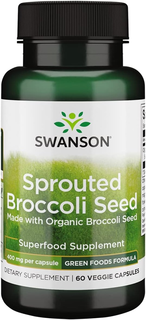Swanson Made with Organic Sprued Broccoli Seed 400 Milligram 60 Veg Kapsler