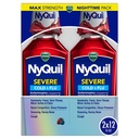 Vicks NyQuil SEVERE Cold, Flu, og Congestion Medicine, 2x12 fl oz Twin Pack, Berry Flavor, Maksimal Styrke, Nighttime Relief