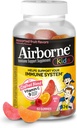 Airborne C-vitamin 500 mg (per servering) - Assorted Fruit Flavored Kids Gummies (63 Tæl i en flaske), Glutenfri immunsupporttillæg med vitaminer C E, Selen