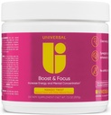 Universal U Boost & Focus Powder, Forøg energi og kognitiv ydeevne, Pre Workout, Custom Dosing, VIT B12, Niacin, Cholin, L- Tyrosine, Ingen kunstige flavors, 30 Serveringer (Mango Twist)