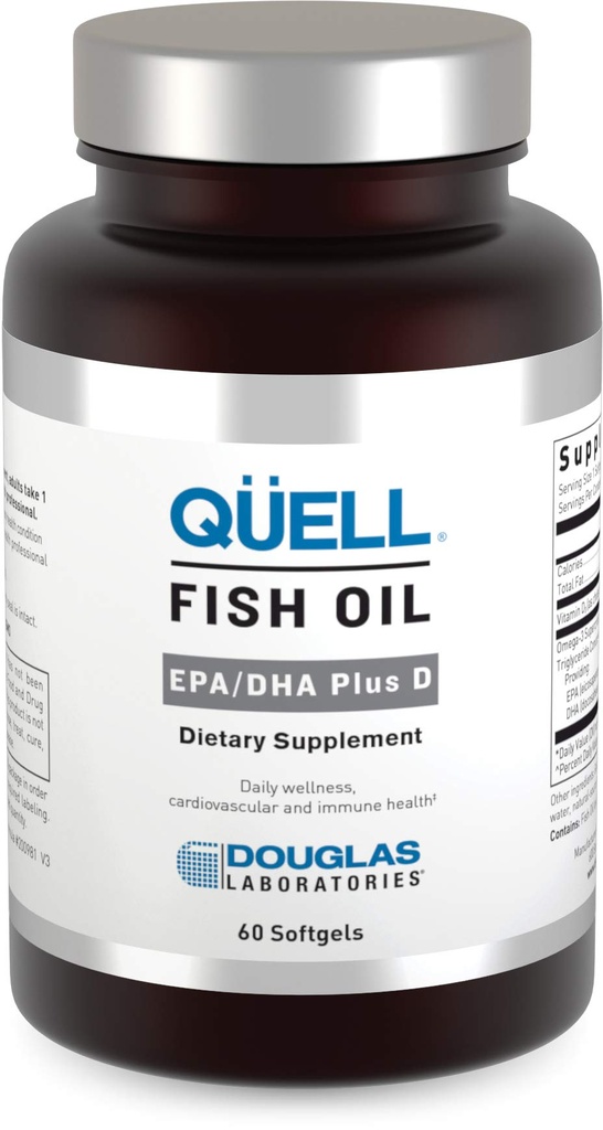Douglas Laboratories Quell Fish Oil EPA / DHA Plus D Note 124; 3: 2 forholdet mellem EPA og DHA Essential Omega 3 Fedtsyrer Plus 1.000 I.U. af vitamin D3 *