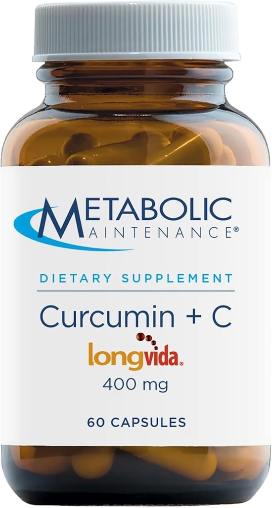 Metabolisk vedligeholdelse Curcumin + C - Longvida + C-vitamin Forbedret curcumin supplement til hjernefunktion og fælles mobilitet (60 kapsler)
