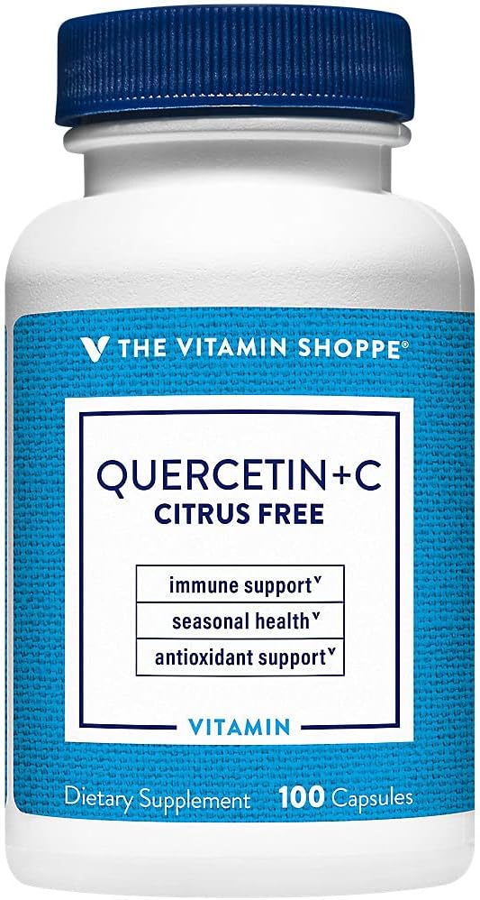 The Vitamin Shoppe Quercetin + Vitamin C, Citrus Free, Antioxidant That Supports A Healthy Immune for All Seasons (100 Capsules)