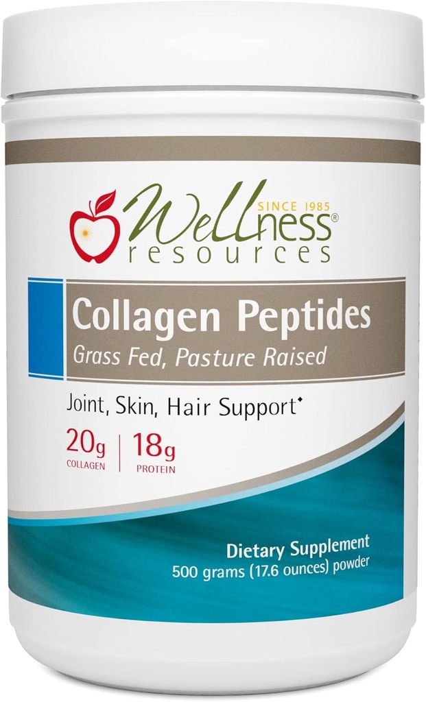 Wellness Resources Collagen Peptider - Græs Fed 100% Collagen Protein - Hydrolyzed Type I og III Collagen Peptider Powder, Unflavored (500 Bedste / 17.6 Ounces)