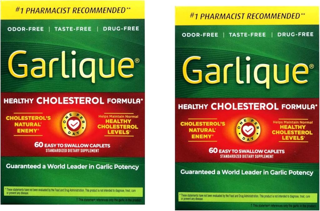 Garlique Sund Cholesterol Formel med 5000 mcg Allicin, 60 Enteric Coated Caplets (pakke med 2)