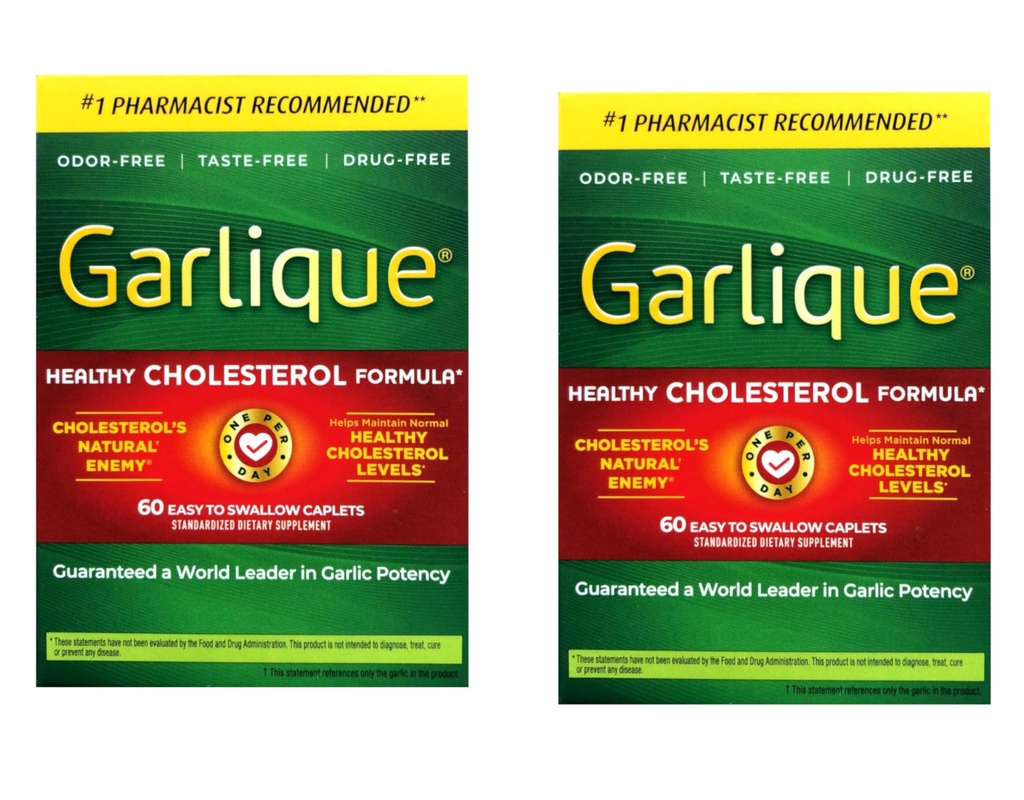 Garlique Sund Cholesterol Formel med 5000 mcg Allicin, 60 Enteric Coated Caplets (pakke med 2)