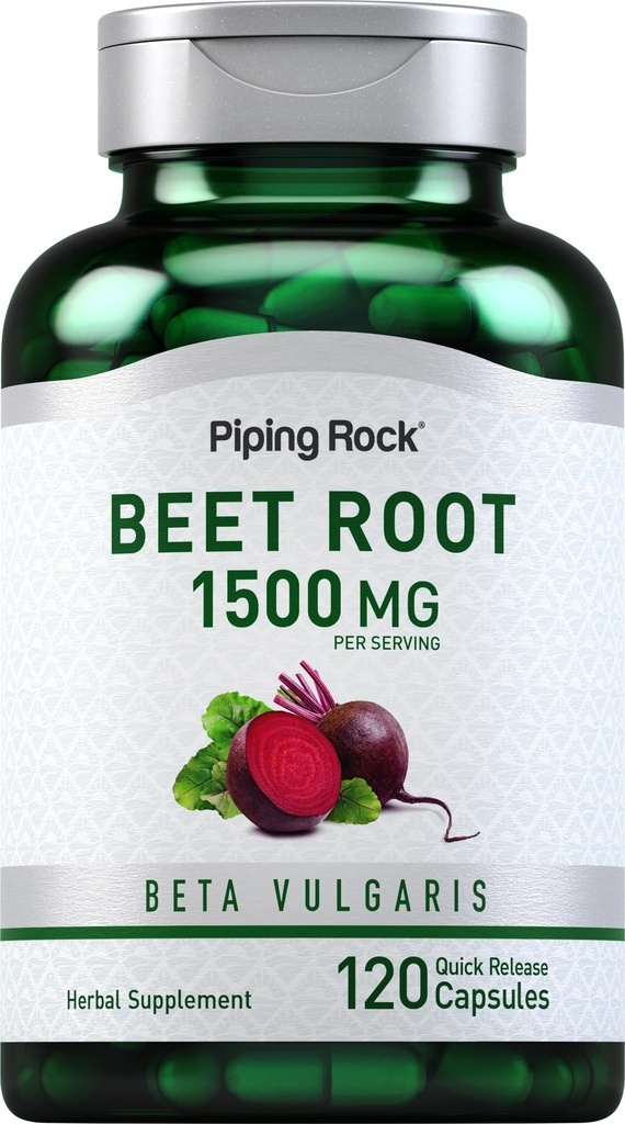 Piping Rock Beet Root Capsules | 1500 mg | 120 Pills | Herbal Extract Supplement for Men and Women | Beta Vulgaris | Non-GMO, Gluten Free