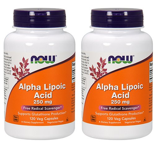 Now Foods Alpha Lipoic Acid 250 mg, 120 vegetabilsk kapsel (2 Pack)