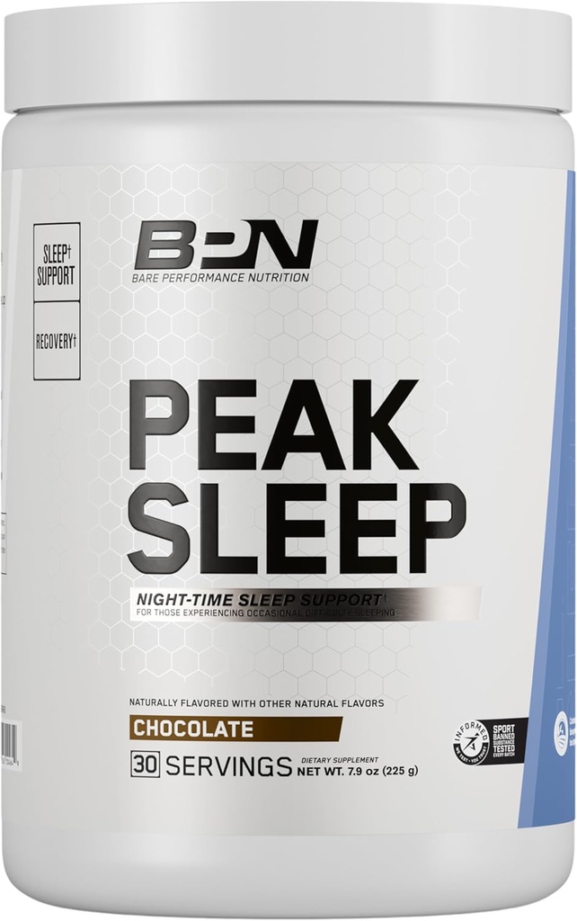 BARE YDEEVNE NETRITION, BPN Peak Sleep Night-Time Sleep Support, Hot Drink Mix Powder, 30 Servere, Chokolade