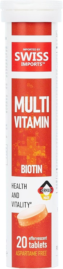 Effervescent Multivitaminer + biotin til Wellness og Vitality Kosttilskud med vitaminer C, E, B1, B2 B6, B12, A, og D3, 3- Pack, 60 tabletter