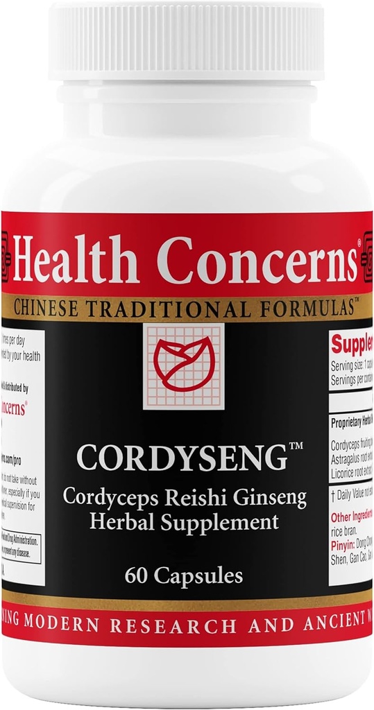 Sundhedsmæssige bekymringer CordySeng - Immunsystemet Support - Cordyceps Reishi Ginseng Astragalus Adaptogen Blend - Traditionel kinesisk medicin - Luftveje og energistøtte - 60 kapsler