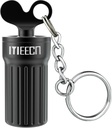 Mini Keychain Pill Holder Vandtæt Pill Container Portable Pill Box Dekorative Pill sag Aluminium Alloy Pill Organizer- 0.8x0.8x2 Tommer (Sort)