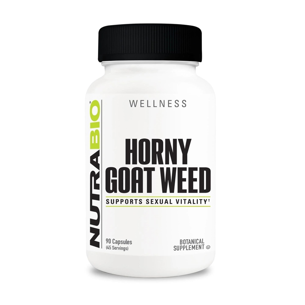 NutraBio Horny Geat Weed Extract Supplement, 500mg - for både mænd og kvinder, Hjælper support energi og vitalitet, 90 Vegetabilske kapsler