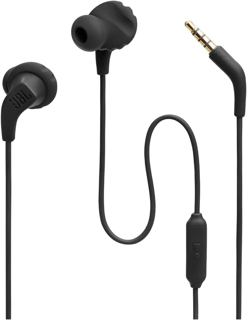 JBL Endurance Run 2 Wired - Vandtæt Wired Sports in- Øre hovedtelefoner, Pure Bass Sound, Hands- Gratis opkald, Aldrig ondt. Aldrig falde ud.