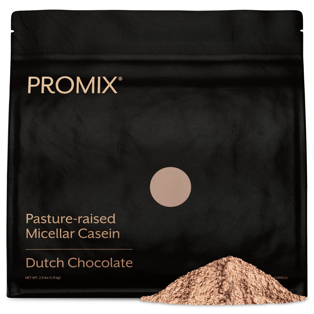 ProMix Nutrition Casein Protein Powder, Chokolade - Grass- Fed - Slow & Sustained Recovery Post Workout Fitness - Shakes, Smoothies, Bagning & Madlavning opskrifter - Gluten- Free - 2.5 Pund (pakning med 1 stk.)