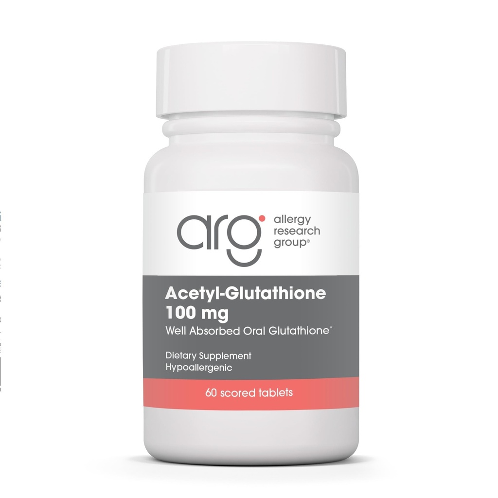 Allergy Research Group ARG Acetyl-Glutathione 100 mg - Stabilized Bioavailable Glutathione - Antioxidant & Immune System Support - Well-Absorbed Formula - 60 Servings - 60 Tablets