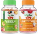 Lifeable Gurkemeje Kids + Multivitamin Kids, Gummies Bundle - Great Tasting, Vitamin Supplement, Gluten fri, GMO fri, Chewable Gummy