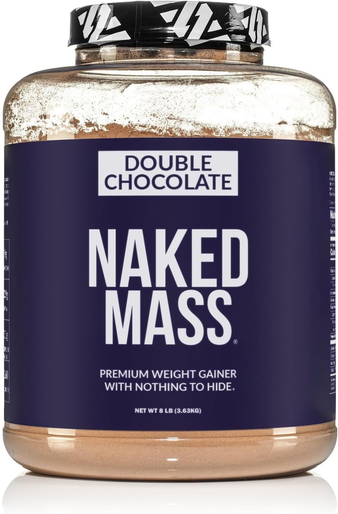 NAKED dobbelt chokolade masse - 1,260 kalorier, 50G protein, intet kunstigt. Alle naturlige vægt Gainer Protein Powder - 8Lb Bulk, GMO fri, Gluten fri & Soy fri