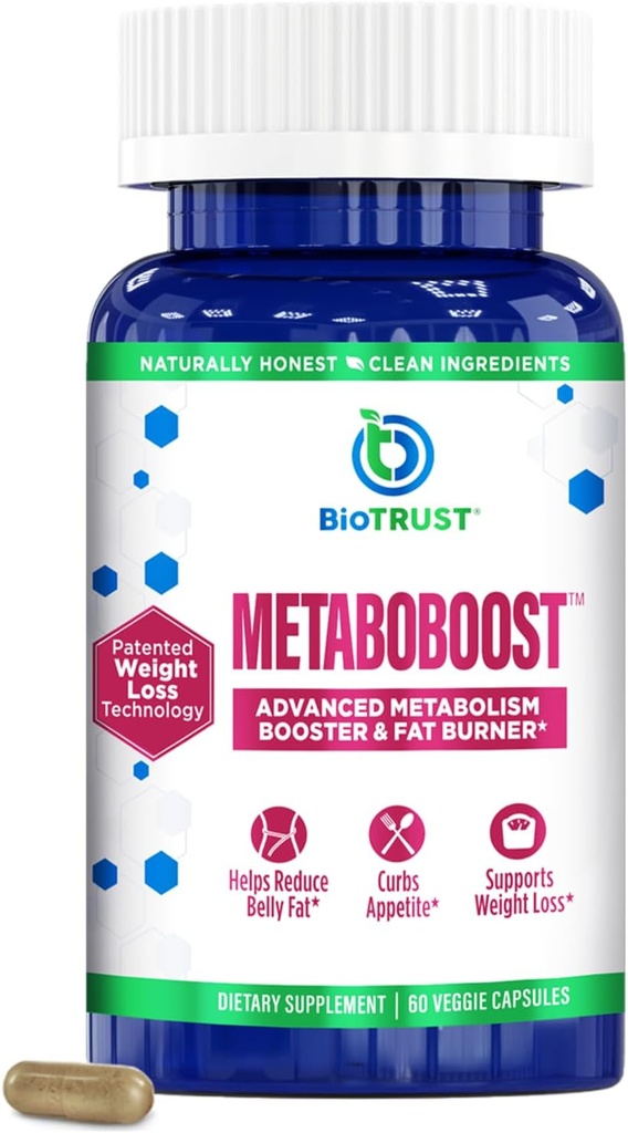 BioTrust MetaboBoost Weight Loss Supplement – Appetite Suppressant | Calorie Fat Burner | Metabolism Booster – Clinically-Studied Diet Pills with Berberine for Holistic WeightLoss Support- 60 Capsules