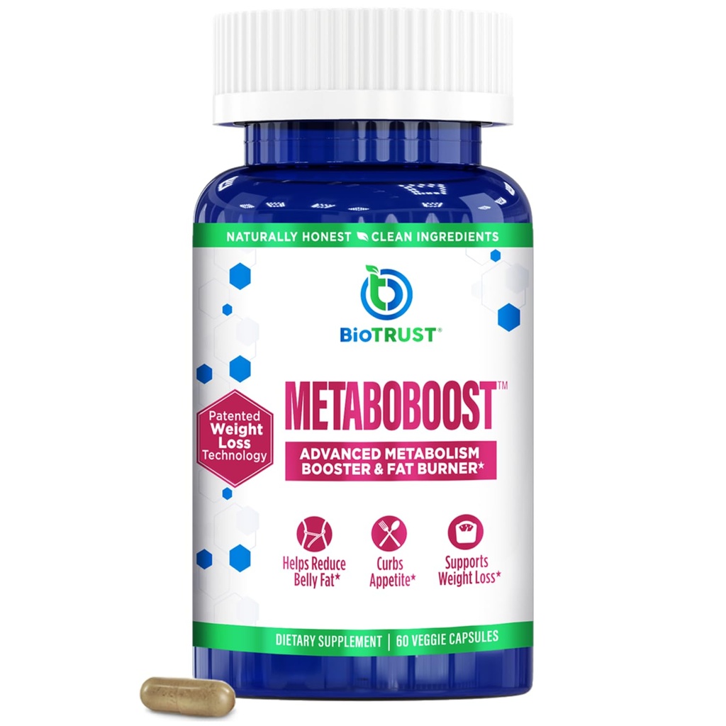 BioTrust Metaboost vægttab supplement - Appetite Suppressant Mezzogiorno 124; Calorie Fat Burner Mezzogiorno 124; Metabolisme Booster - Clinically- Studied Diet Pills med Berberine for Holistisk WeightLoss Support - 60 kapsler