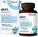 NATURE TARGET Probiotics for Men with Men Care Supplement, Prebiotics & Probiotic for Men's Digestive and Immune Health,60 Billion CFUs & 14 Strains Shelf Stable, Gluten & Soy Free (90 Tablets)