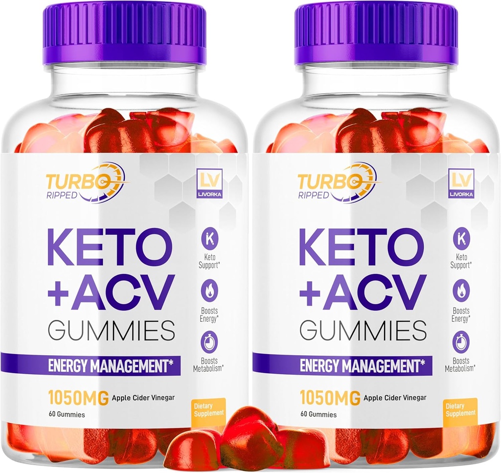 (2 Pack) Turbo Ripped Keto Vægttab ACV Gummies, Turbo Ripped Keto ACV Gummies, Turbo Ripped Gummies, TurboRipped Keto ACV Apple Cider Vinciture Advanced Multivitamin Sund s Gummys, 2 Måneder