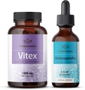 HERBAMAMA Vitex and Ashwagandha Kit - Bundle of 1000 mg Vitex Chasteberry Capsules & Ashwagandha Liquid Drops 2 fl oz - Vegan, non-GMO, Sugar & Alcohol- Free - 2 Pack