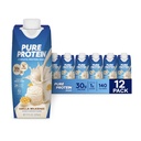 Pure Protein Vanilla Protein Shake, 30g Complete Protein, Vitaminer A, C, D, og E plus zink til støtte immunsundhed, Klar til at drikke og Keto- Friendly, 11oz Flasker, 12 Pack