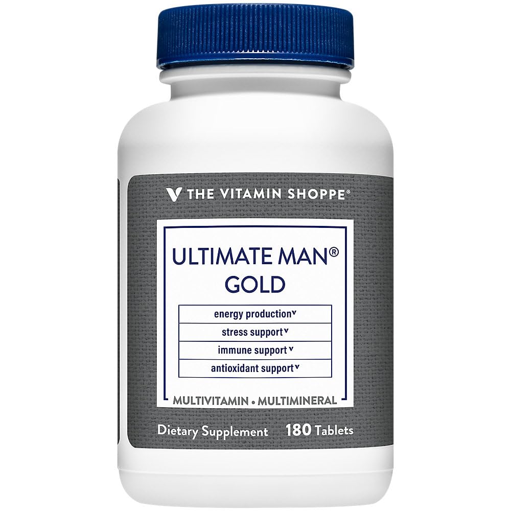 The Vitamin Shoppe Ultimate Man Multivitamin - High Potency Energy & Antioxidant Blend - Omfattende Daily Multi- Mineral supplement til optimale mænds sundhed - Gluten & Dairy Free (180 tabletter)