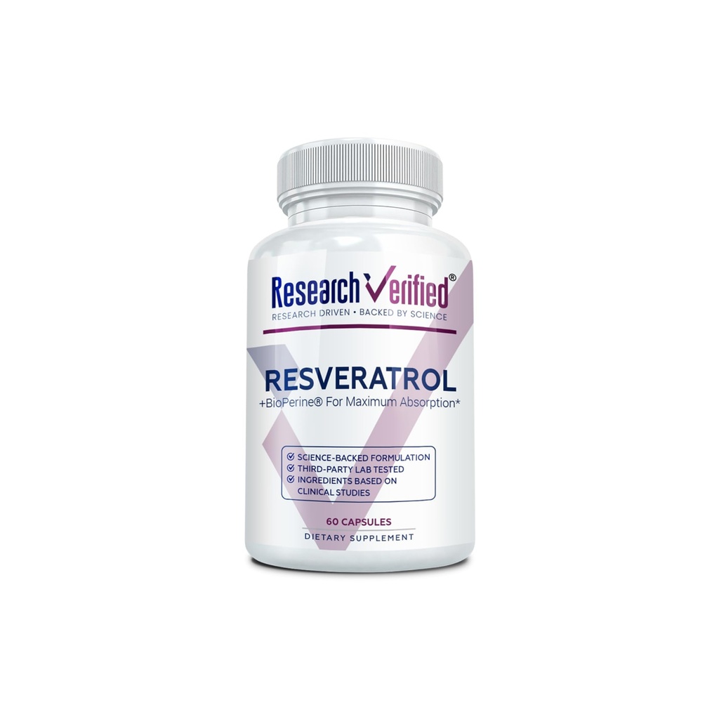 Forskning Verificeret Resveratrol - 98% Trans- Resveratrol 1000 mg, Anti- Aging Support - 1 flaske - 60 kapsler