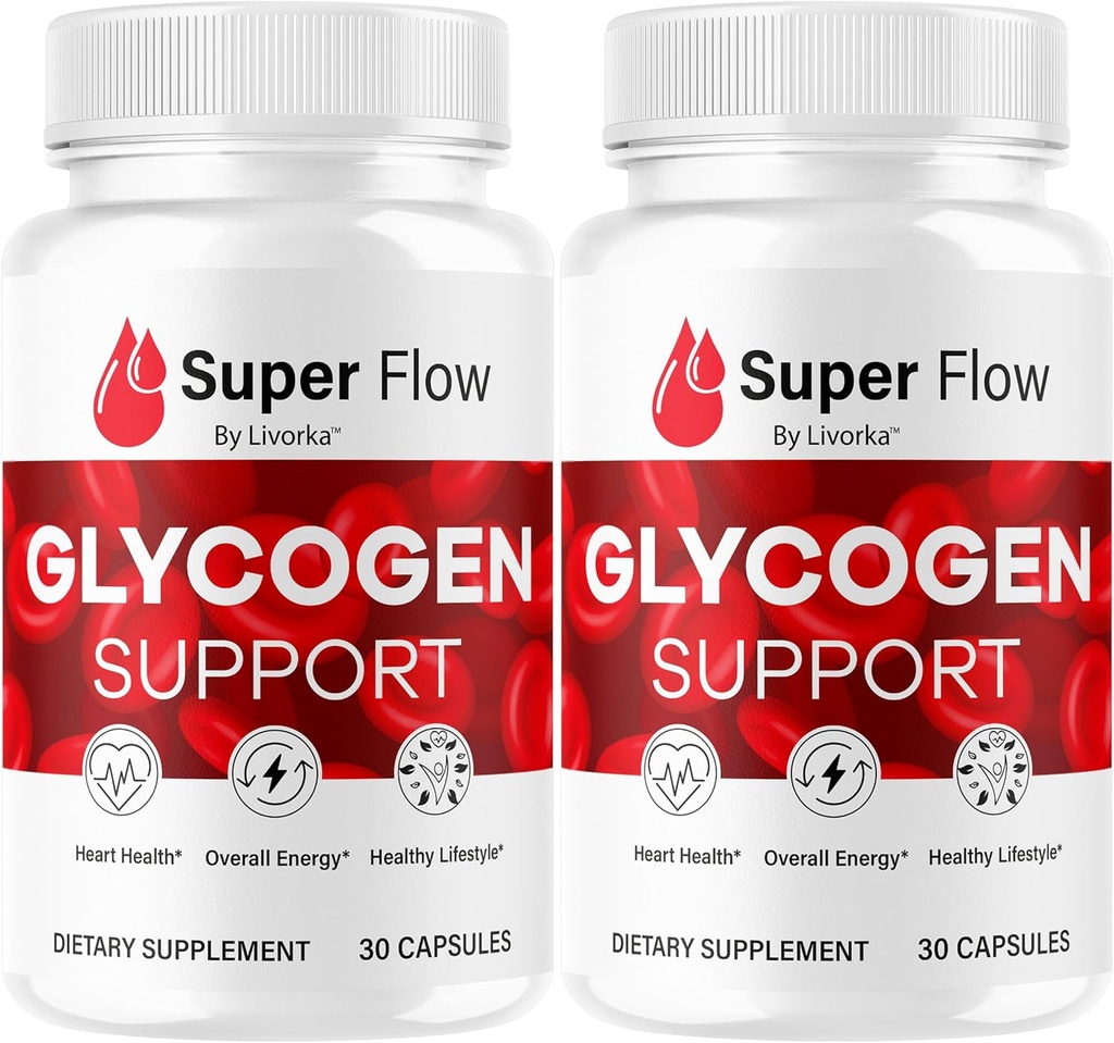 (2 Pack) Super Flow Glycogen - SuperFlow Glycogen Support Kapsler, Super Flow, Glycogen Support Super Flow, Officiel Support Glycogen Support, Super Flow Glycogen Optimizer, 60 Kapsler til 2 Måneder