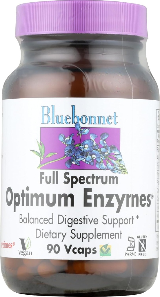 BlueBonnet Fuld Spectrum Optimum Enzymes Vegetariske Kapsler, 90 Greve