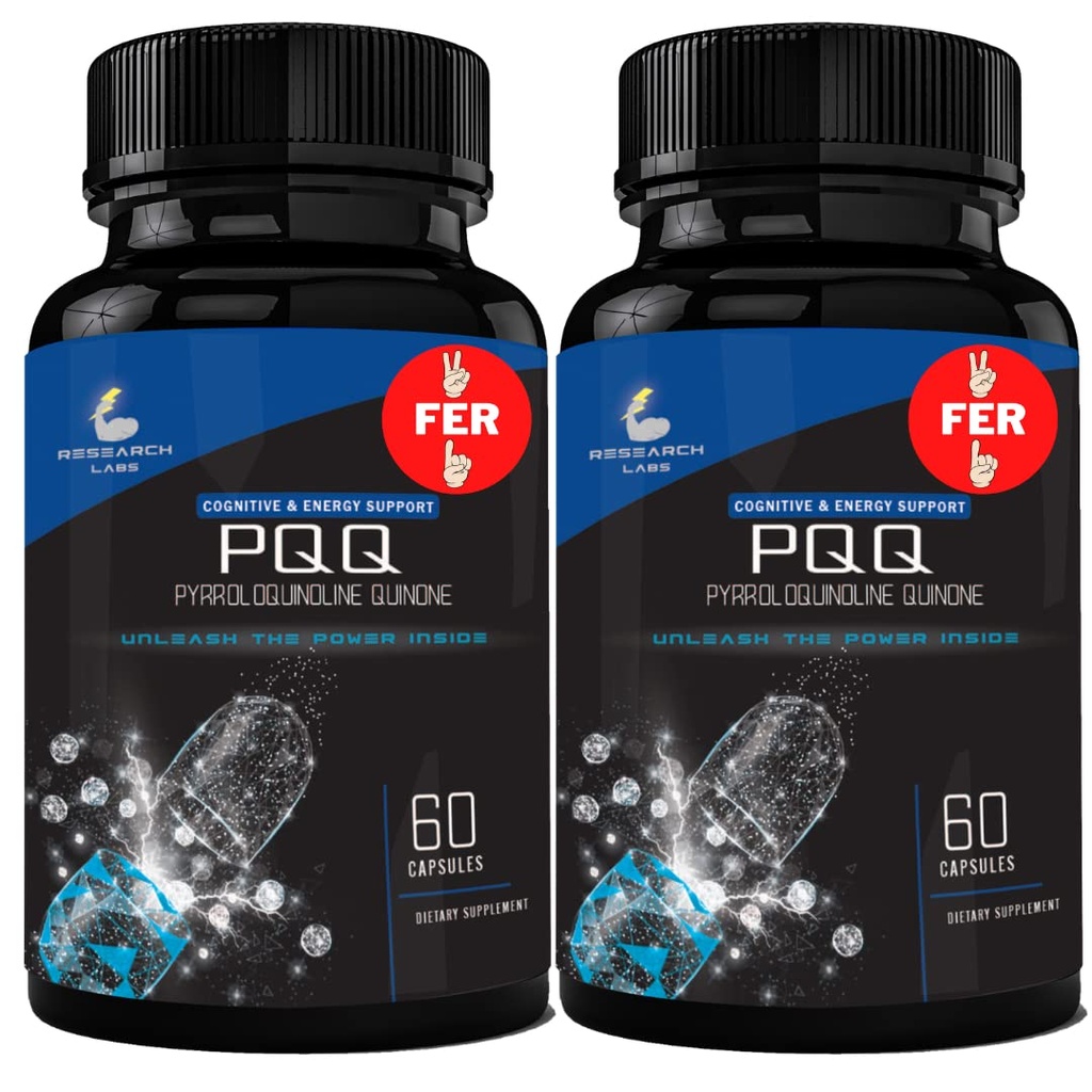 Forskning Labs Ultra høj renhed 20mg PQQ kapsler, 120 kapsler. Pure, Koncentreret høj biotilgængelighed. Pyrroloquinolin Quinone tillæg ATP Energi, hjerte, kognitiv support Nootrop