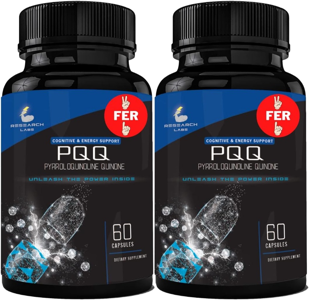 Forskning Labs Ultra høj renhed 20mg PQQ kapsler, 120 kapsler. Pure, Koncentreret høj biotilgængelighed. Pyrroloquinolin Quinone tillæg ATP Energi, hjerte, kognitiv support Nootrop