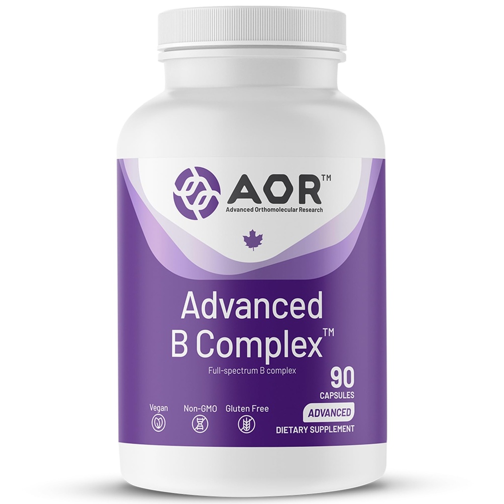 AOR, Advanced B Complex, Multivitamin Support for Energy, Stress og Metabolisme, Kosttilskud, 90 Kapsler (90 Servere)