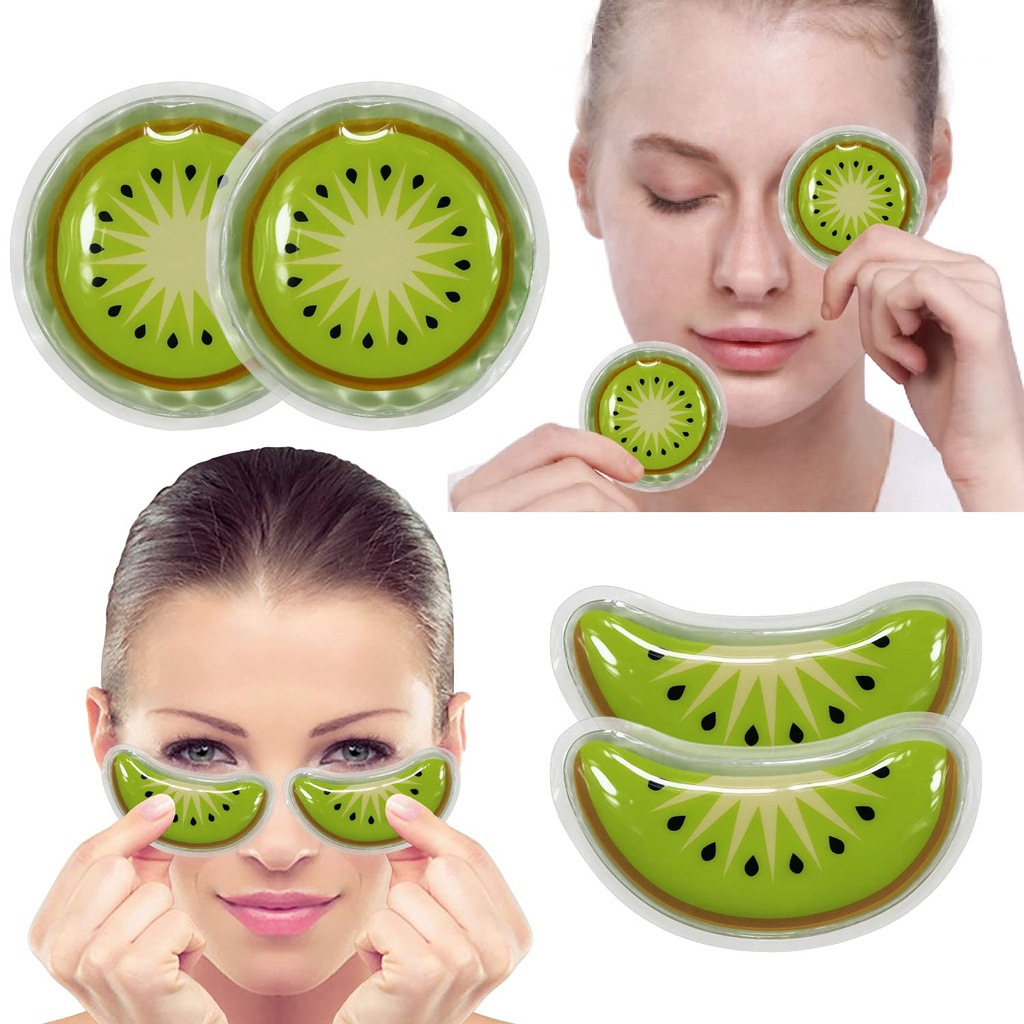 Gel Ice Pack Genanvendelige kølende øje Pads og under øjenplastre, Øje varm kold behandling pakke for rødme, smertelindring og øje slap (Kiwi)