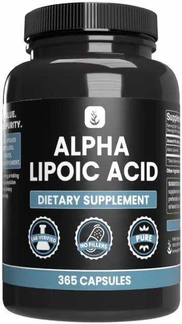 PURE ORIGINAL INGREDIENTS Alpha Lipoic Acid (365 Capsules) No Magnesium Or Rice Fillers, Always Pure, Lab Verified