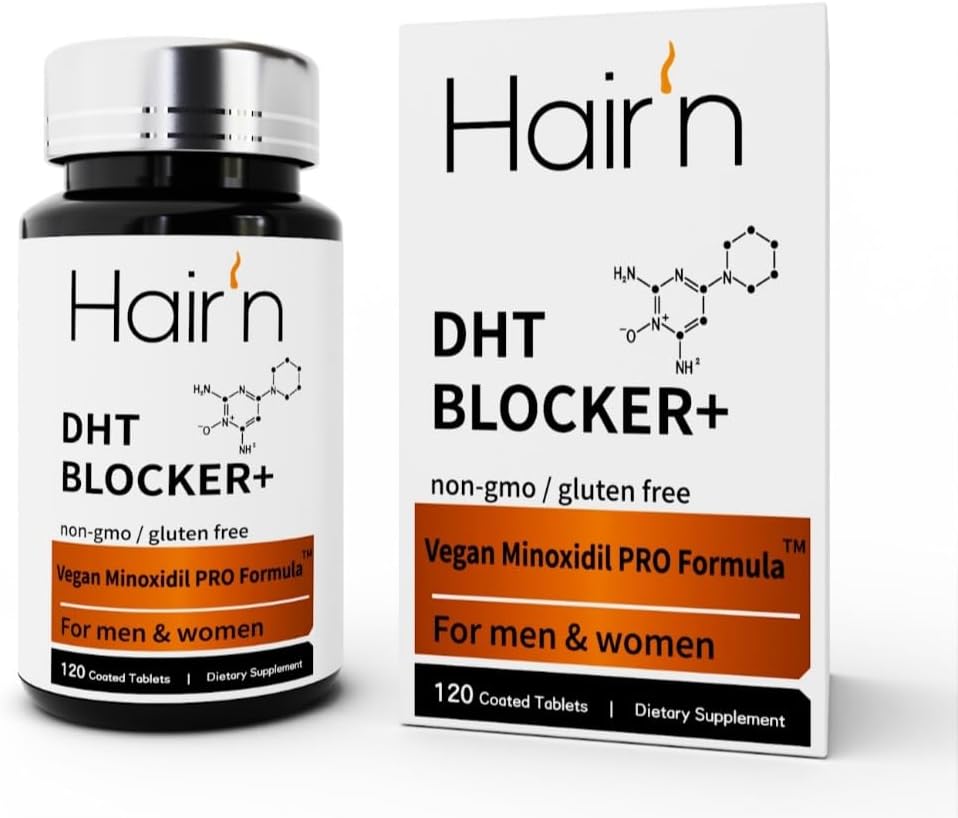 Hår 'n DHT Blocker hårvækst supplement, Vegan & Plant- baserede Formel for mænd og kvinder, understøtter hårvækst, Sikker for voksne - Saw Palmetto, Biotin, Capsaicin, og Reishi svampe