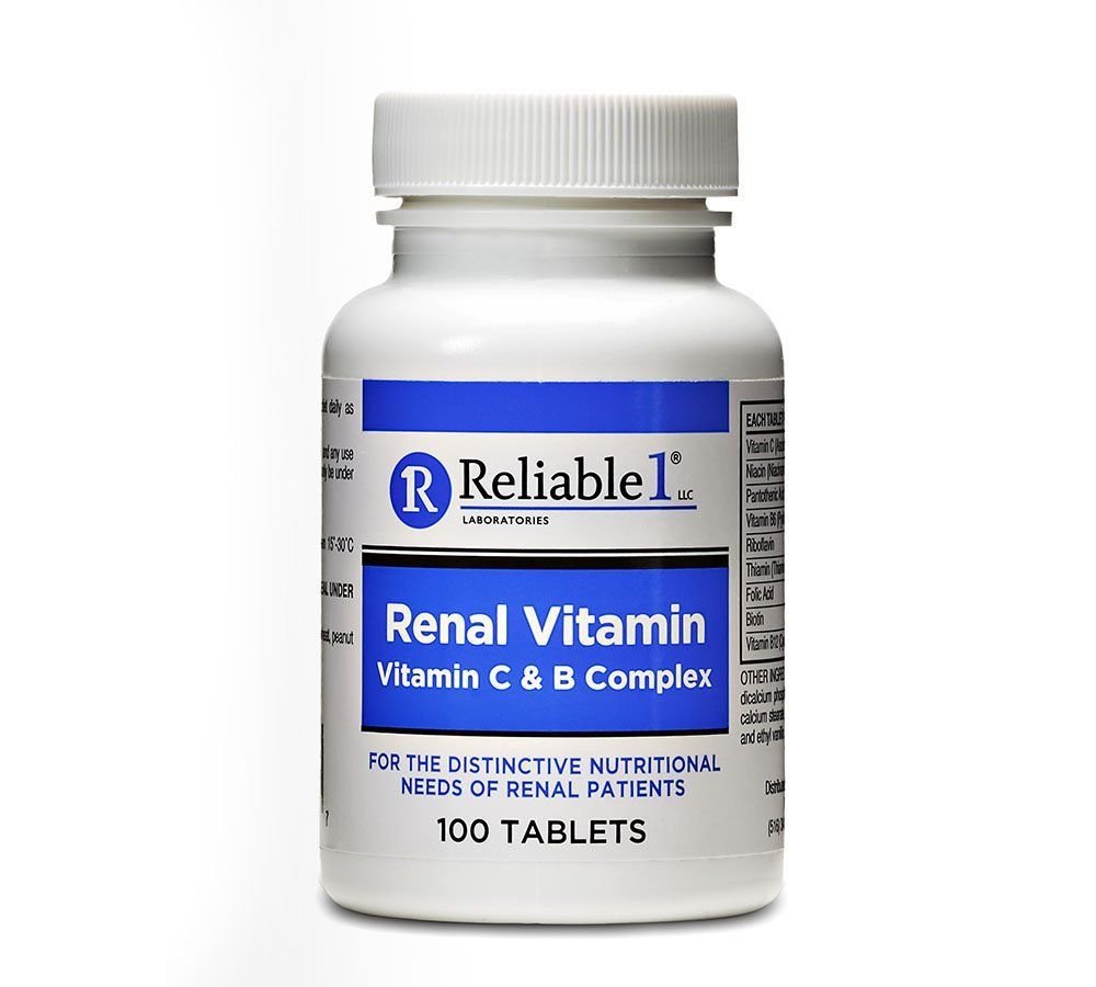 RELIABLE 1 LABORATORIES Nyrevitamin C & B Kompleks til mænd og kvinder (100 tabletter per flaske) (enkelt)