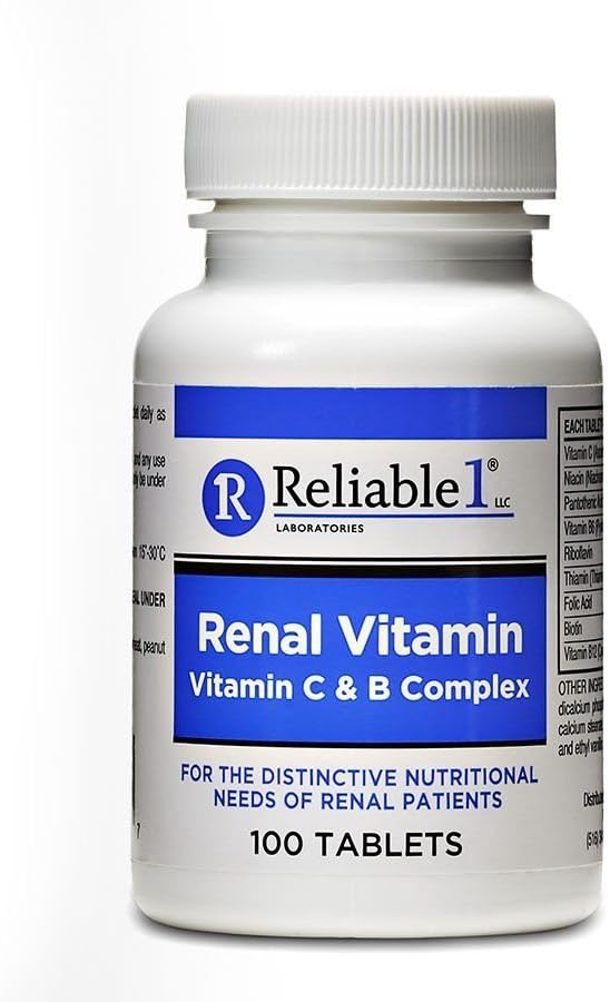 RELIABLE 1 LABORATORIES Nyrevitamin C & B Kompleks til mænd og kvinder (100 tabletter per flaske) (enkelt)