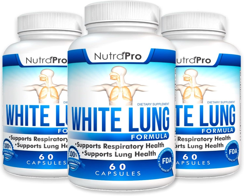 NutraPro White Lung Lung Cleanse & Detox. Støt Lung Health. Understøtter respiratorisk sundhed. 60 Capsule - Made in GMP Certified Facility.