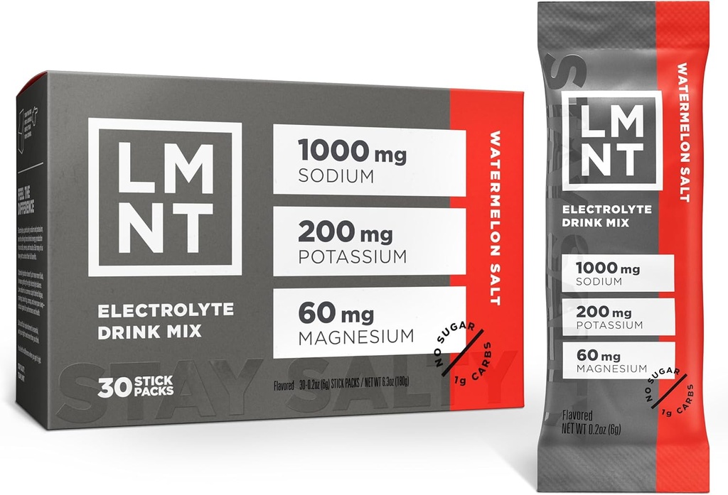 LMNT Zero Sugar Electrolytes - Watermelon Salt Dext124; Drink Mix Dext124; 30- Greve